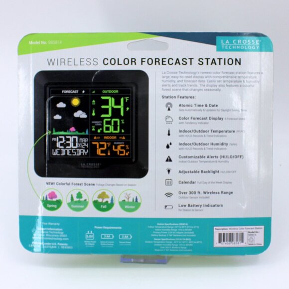 La Crosse Technology Wireless Color Forecast Station With Atomic Time Date - Picture 2 of 2